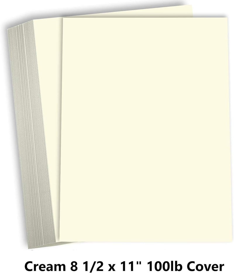 Hamilco Cream Colored Cardstock Thick Paper - 8 1/2 x 11" Heavy Weight 100 lb Cover Card Stock for Printer - 100 Pack - Image 1